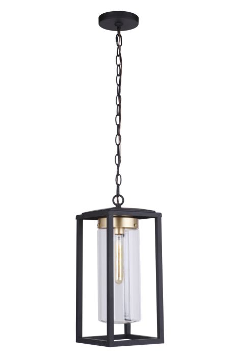 Neo 1 Light Outdoor Pendant in Midnight/Satin Brass Exterior Craftmade