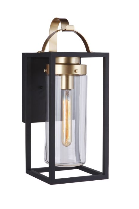 Neo 1 Light Outdoor Post Lantern in Midnight/Satin Brass