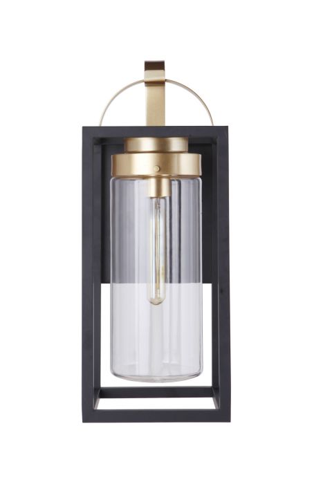 Neo 1 Light Large Outdoor Wall Lantern in Midnight/Satin Brass Exterior Craftmade