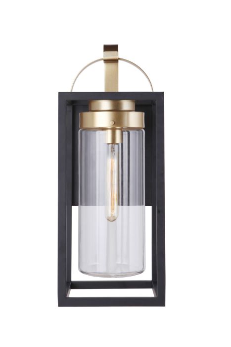 Neo 1 Light Large Outdoor Wall Lantern in Midnight/Satin Brass Exterior Craftmade