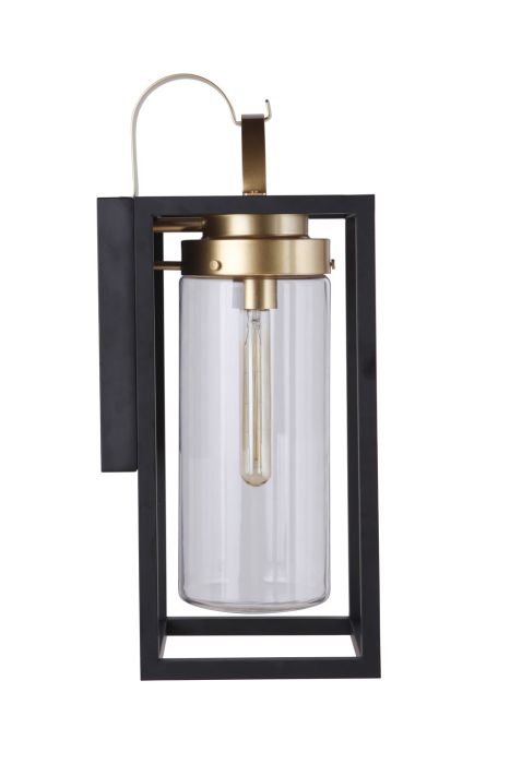 Neo 1 Light Large Outdoor Wall Lantern in Midnight/Satin Brass Exterior Craftmade