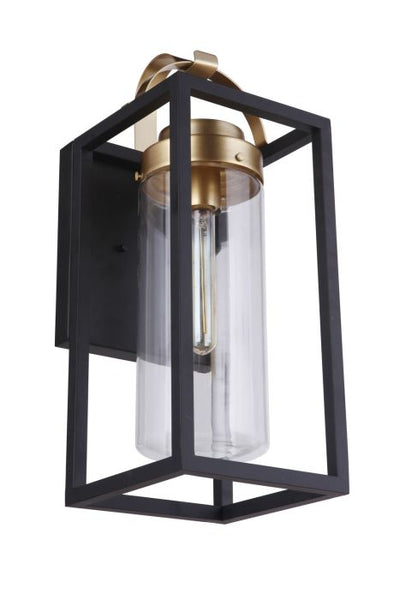 Neo 1 Light Large Outdoor Wall Lantern in Midnight/Satin Brass Exterior Craftmade