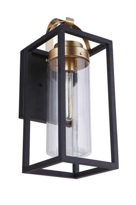 Neo 1 Light Outdoor Post Lantern in Midnight/Satin Brass