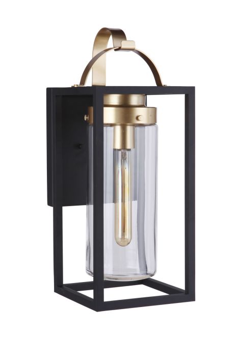 Neo 1 Light Large Outdoor Wall Lantern in Midnight/Satin Brass Exterior Craftmade