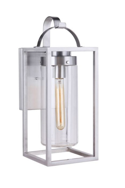 Neo 1 Light Large Outdoor Wall Lantern in Satin Aluminum Exterior Craftmade