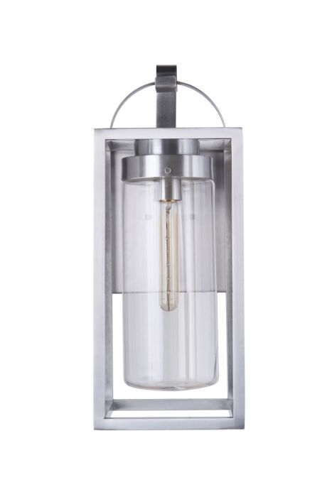 Neo 1 Light Large Outdoor Wall Lantern in Satin Aluminum Exterior Craftmade