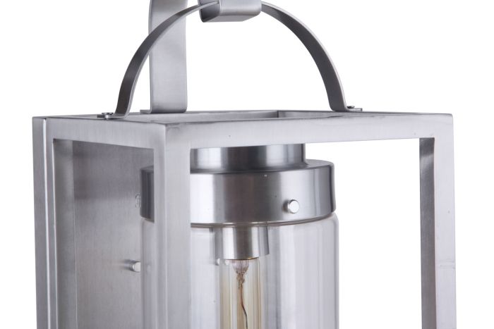 Neo 1 Light Large Outdoor Wall Lantern in Satin Aluminum Exterior Craftmade