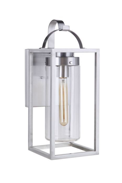 Neo 1 Light Large Outdoor Wall Lantern in Satin Aluminum Exterior Craftmade