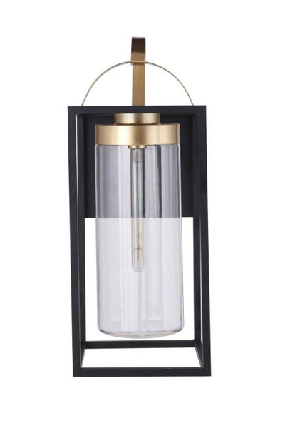 Neo 1 Light Extra Large Outdoor Wall Lantern in Midnight/Satin Brass Exterior Craftmade