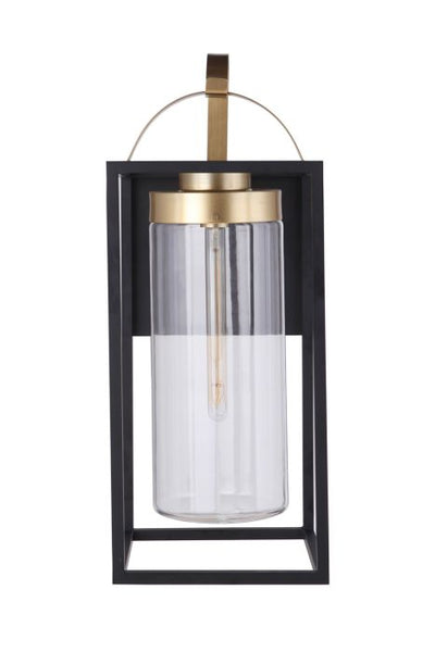 Neo 1 Light Extra Large Outdoor Wall Lantern in Midnight/Satin Brass Exterior Craftmade