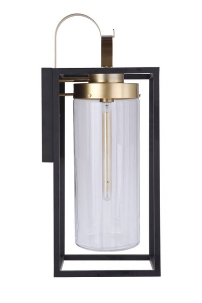 Neo 1 Light Extra Large Outdoor Wall Lantern in Midnight/Satin Brass Exterior Craftmade