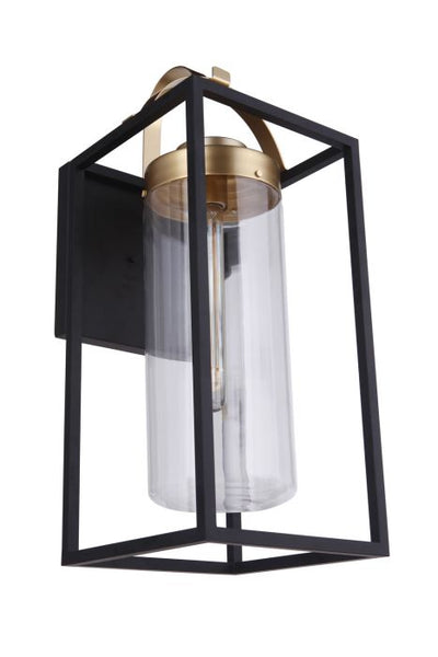 Neo 1 Light Extra Large Outdoor Wall Lantern in Midnight/Satin Brass Exterior Craftmade