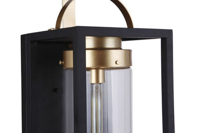 Neo 1 Light Extra Large Outdoor Wall Lantern in Midnight/Satin Brass Exterior Craftmade