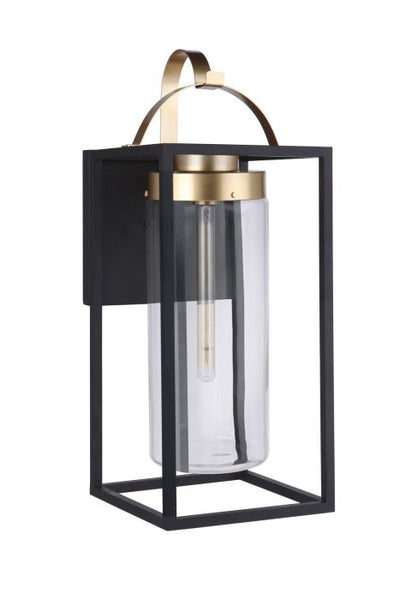 Neo 1 Light Extra Large Outdoor Wall Lantern in Midnight/Satin Brass Exterior Craftmade