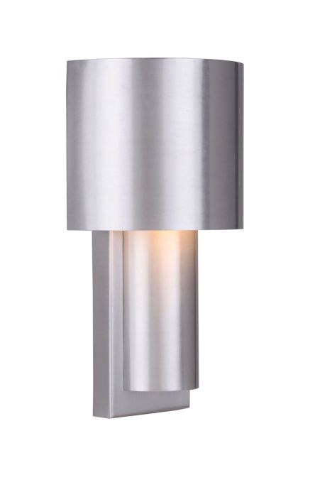 Midtown 1 Light Small Outdoor 2 Tiered LED Wall Mount in Satin Aluminum Exterior Craftmade