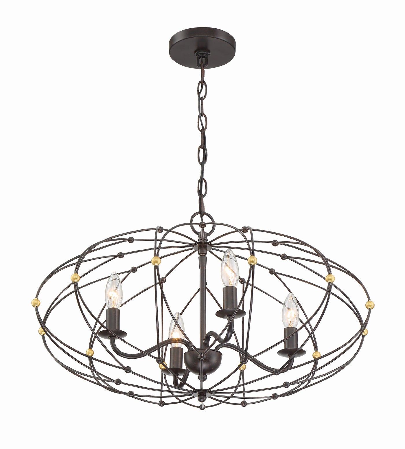 Zucca 4 Light English Bronze + Antique Gold Chandelier Chandelier Crystorama