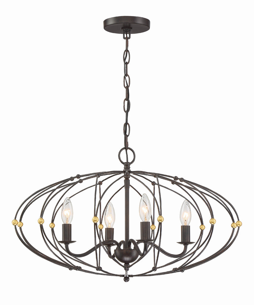 Zucca 4 Light English Bronze + Antique Gold Chandelier Chandelier Crystorama