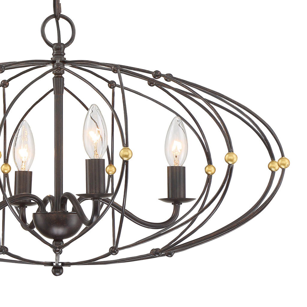 Zucca 4 Light English Bronze + Antique Gold Chandelier Chandelier Crystorama