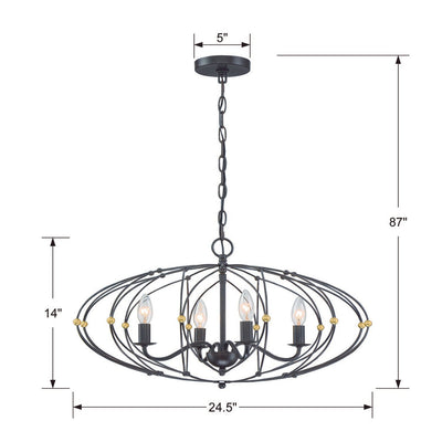 Zucca 4 Light English Bronze + Antique Gold Chandelier Chandelier Crystorama