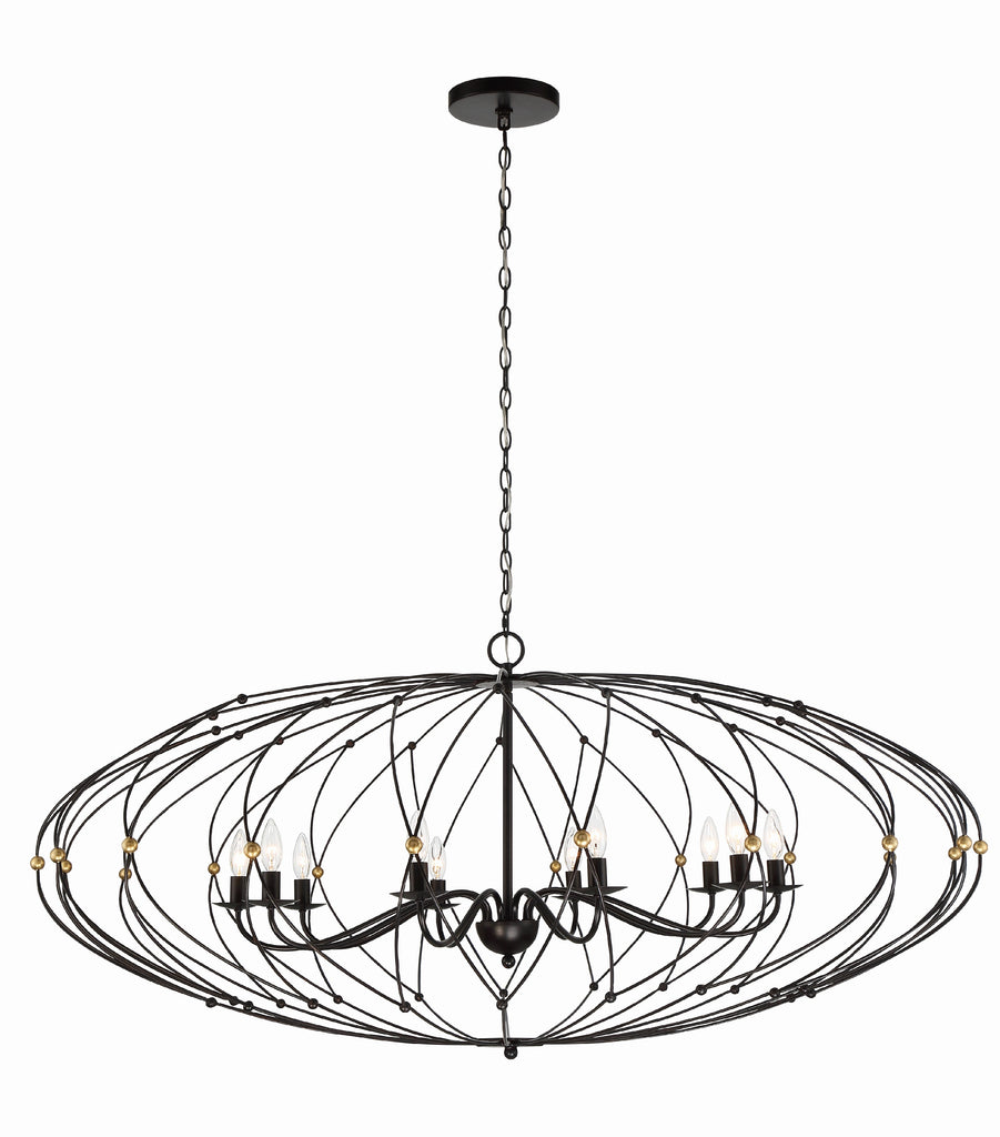 Zucca 10 Light English Bronze + Antique Gold Chandelier Chandelier Crystorama