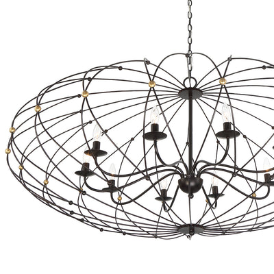 Zucca 10 Light English Bronze + Antique Gold Chandelier Chandelier Crystorama