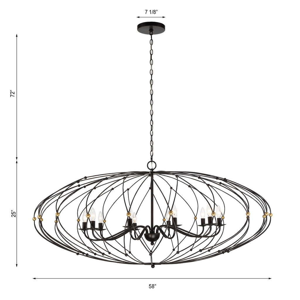 Zucca 10 Light English Bronze + Antique Gold Chandelier Chandelier Crystorama