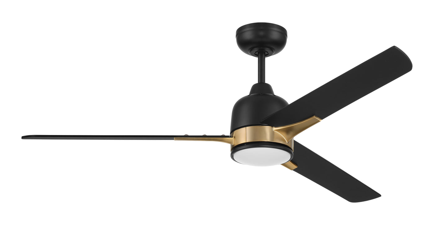 52" Fuller in Flat Black/Satin Brass w/ Flat Black Blades Ceiling Fan CRAFTMADE