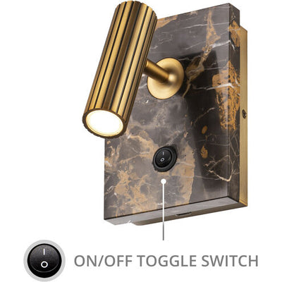 Nexus Reading Light Portable Light 7 inch Black Aged Brass Wall Sconce Modern Forms