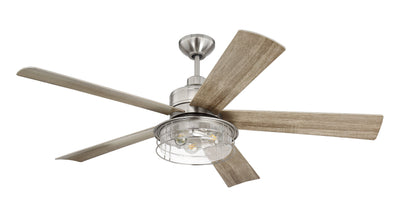 56" Garrick in Brushed Polished Nickel w/ Driftwood Blades Ceiling Fan CRAFTMADE