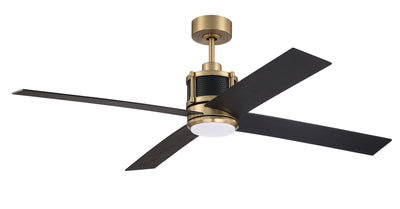 56" Gregory in Satin Brass w/ Flat Black/Black Walnut Blades Ceiling Fan CRAFTMADE