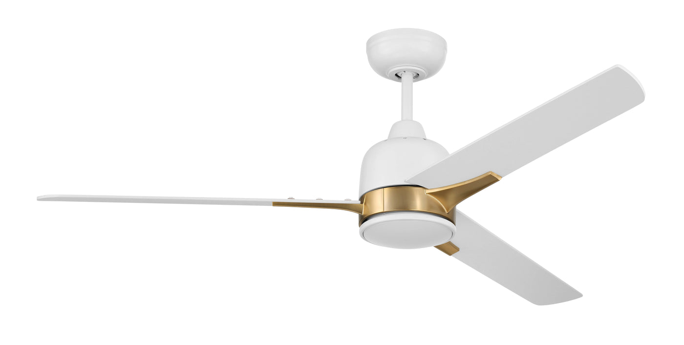 52" Fuller in White/Satin Brass w/ White Blades Ceiling Fan CRAFTMADE