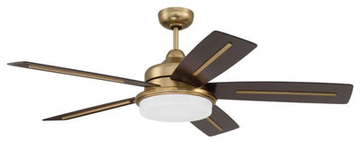 54" Drew in Satin Brass w/ Flat Black/Walnut Blades Ceiling Fan CRAFTMADE