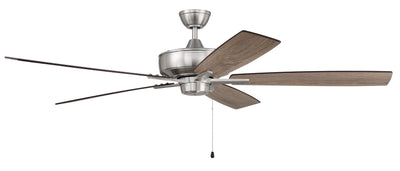 60" Super Pro 60 in Brushed Polished Nickel w/ Driftwood/Grey Walnut Blades Ceiling Fan CRAFTMADE