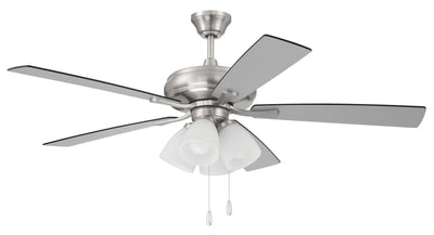 52" Eos Frost 4 Light in Brushed Polished Nickel w/ Brushed Nickel/Greywood Blades Ceiling Fan CRAFTMADE