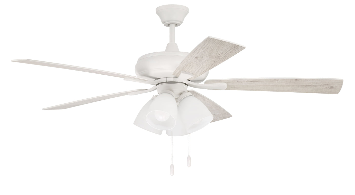 52" Eos Frost 4 Light in White w/ White/Washed Oak Blades Ceiling Fan CRAFTMADE