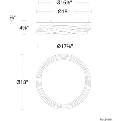 Veloce 1 Light 18 inch Titanium Flush Mount Ceiling Light Flush Mount Modern Forms