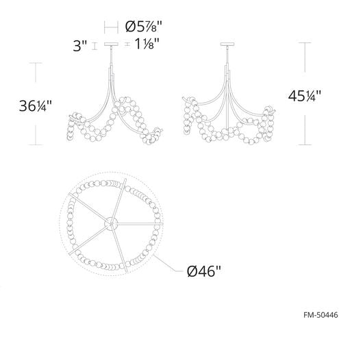 Parel 1 Light 46 inch Aged Brass Semi-Flush Mount Ceiling Light Semi Flush Modern Forms