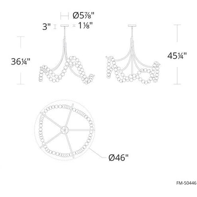 Parel 1 Light 46 inch Aged Brass Semi-Flush Mount Ceiling Light Semi Flush Modern Forms