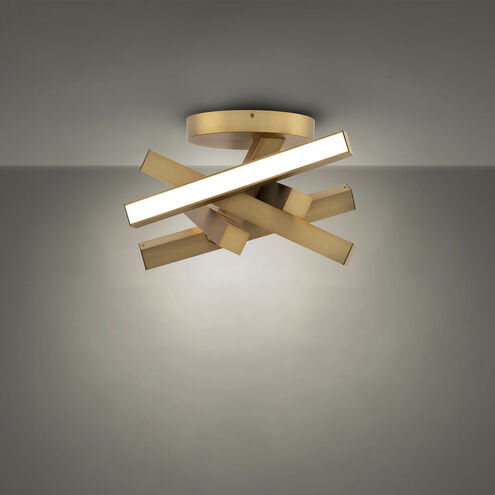 Chaos 1 Light 17.3 inch Aged Brass Semi-Flush Mount Ceiling Light Semi Flush Modern Forms