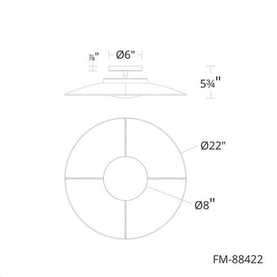 Brody 1 Light 22 inch Black with Aged Brass Semi-Flush Mount Ceiling Light Semi Flush Modern Forms