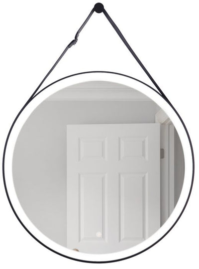 30” Round LED Mirror, dimmer, defogger, removable decorative strap & hardware, 3000K Mirror Craftmade