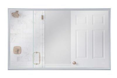 Antique Hardware 60" x 36" Rectangle Brushed Polished Nickel Framed LED Mirror Mirror