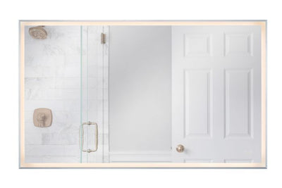 Antique Hardware 60" x 36" Rectangle Brushed Polished Nickel Framed LED Mirror Mirror