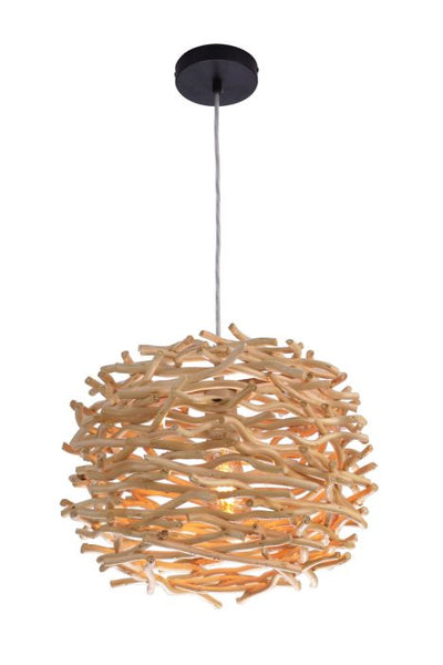 Natural Pendant 1 Light Pendant w/ Natural Wood Woven Orb Pendant Craftmade