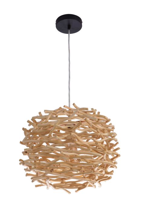 Natural Pendant 1 Light Pendant w/ Natural Wood Woven Orb Pendant Craftmade