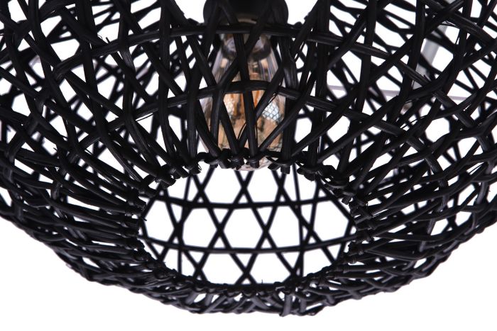 Natural Pendant 1 Light Pendant w/ Woven Black Rattan Orb Pendant Craftmade