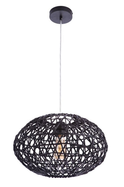 Natural Pendant 1 Light Pendant w/ Woven Black Rattan Orb Pendant Craftmade