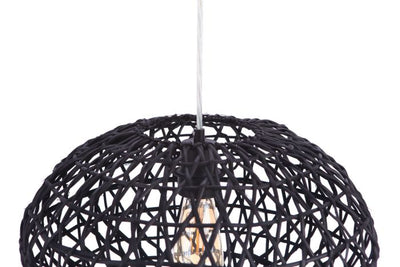 Natural Pendant 1 Light Pendant w/ Woven Black Rattan Orb Pendant Craftmade