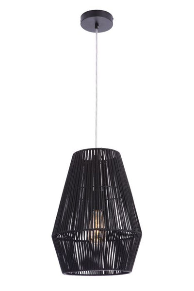 Natural Pendant 1 Light Pendant w/ Woven Black Rattan Shade Pendant Craftmade