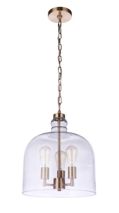 Jackson 3 Light Pendant, Satin Brass Pendant Craftmade